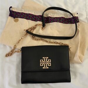 Tory Burch Black Leather Bag Purse with Removable Strap NWOT